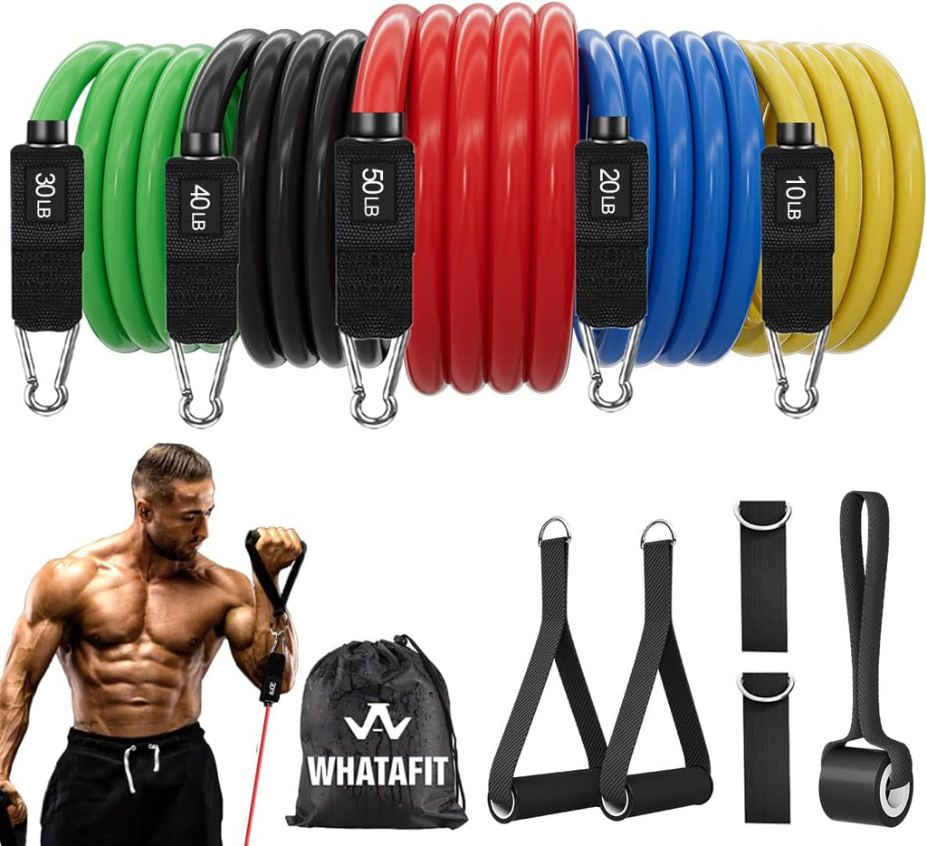 Vantivo Resistance Bands Set, 5 Piece Full Body Workout Kit