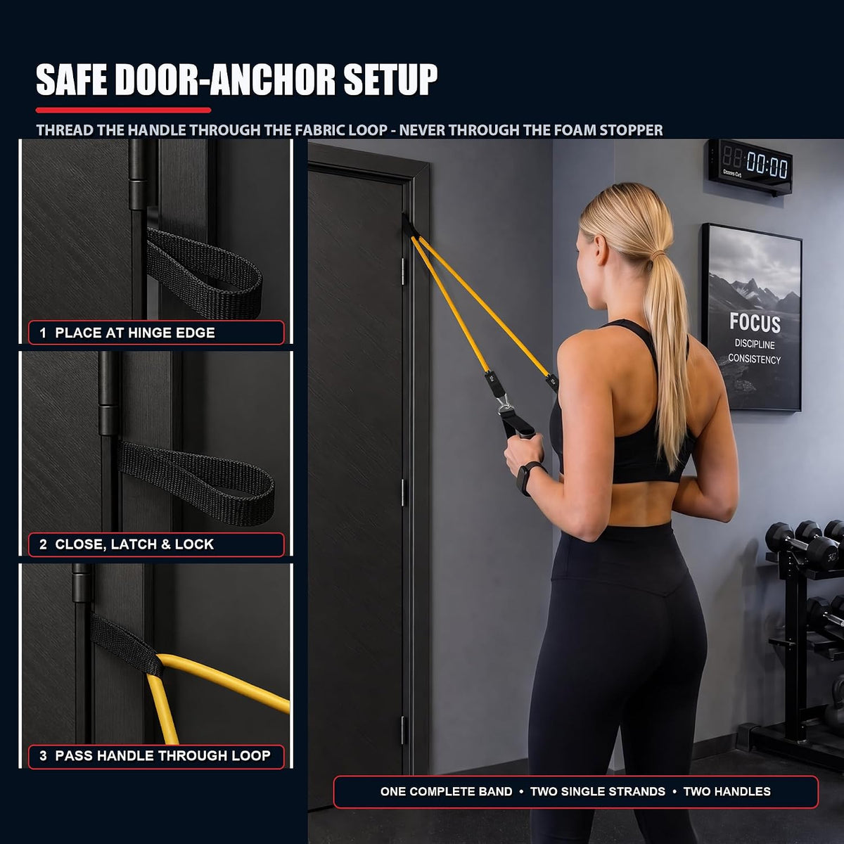 Vantivo Resistance Bands Set, 5 Piece Full Body Workout Kit