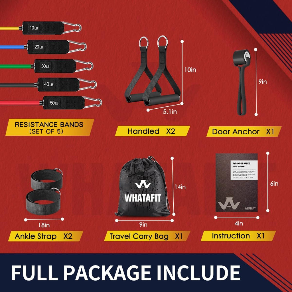 Vantivo Resistance Bands Set, 5 Piece Full Body Workout Kit