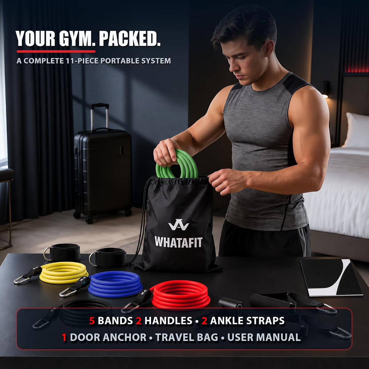 Vantivo Resistance Bands Set, 5 Piece Full Body Workout Kit