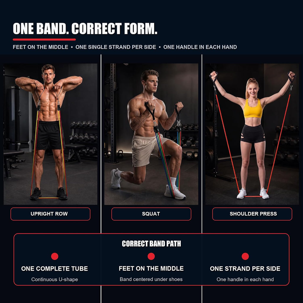 Vantivo Resistance Bands Set, 5 Piece Full Body Workout Kit