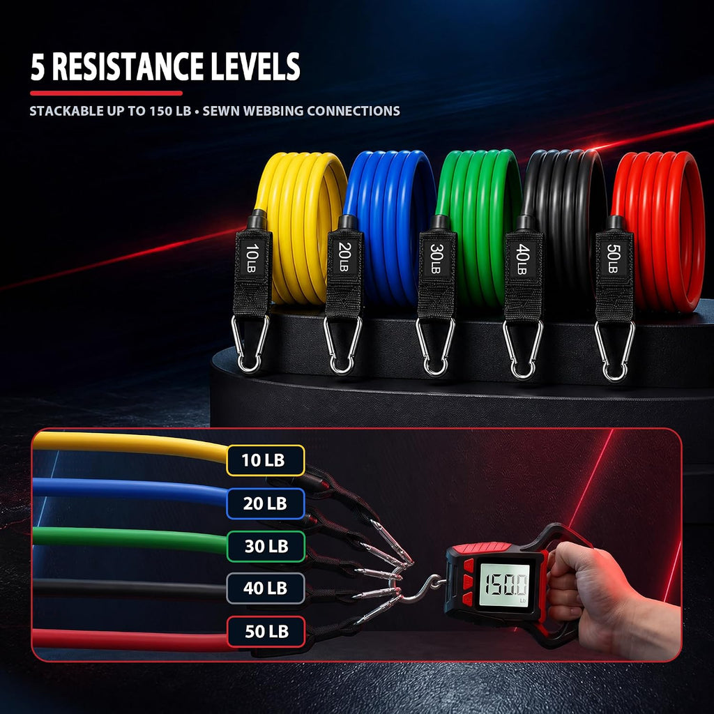 Vantivo Resistance Bands Set, 5 Piece Full Body Workout Kit